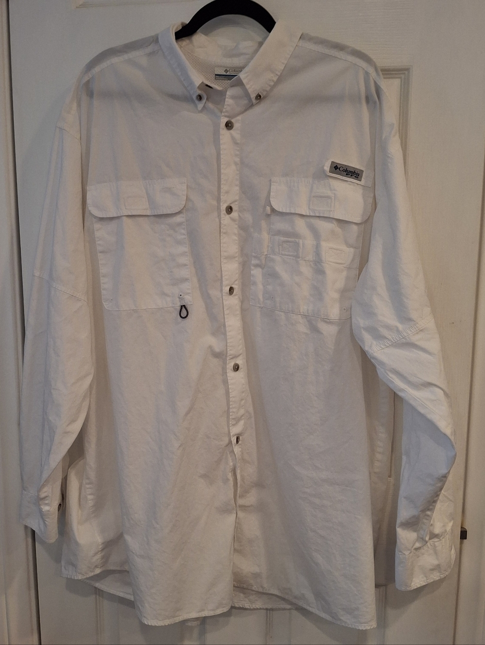 Columbia PFG Bonehead Shirt Mens XL White Long Roll Sleeve Fishing Button Vented